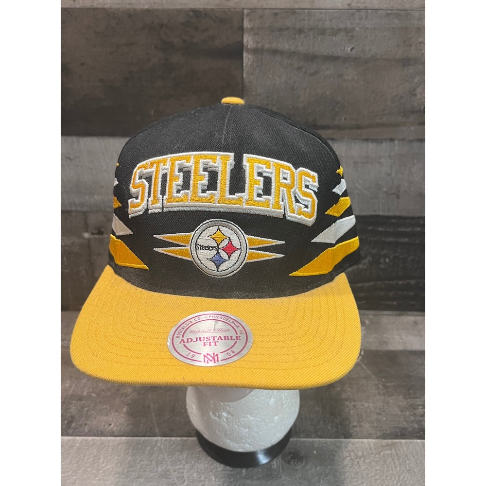 Mitchell & Ness Pittsburgh Steelers Snapback Hat Black Yellow Shark Tooth Cap